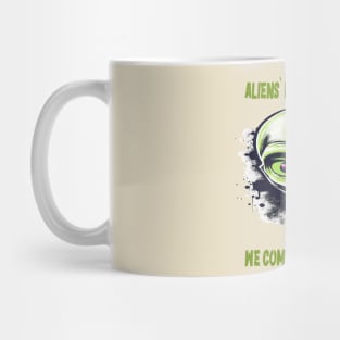 Aliens message to Earth We-come in stamp peace Mug